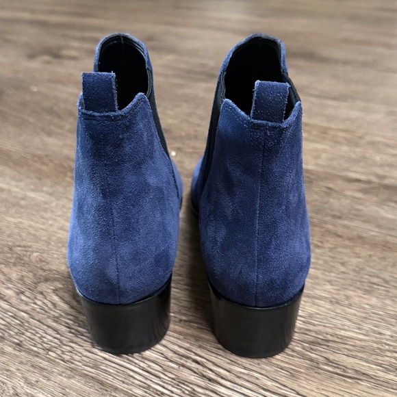 Marc Fisher Yale Pointy Toe Bootie with Metal Detail in Dark Blue Suede — Size 7 - Picture 3 of 5